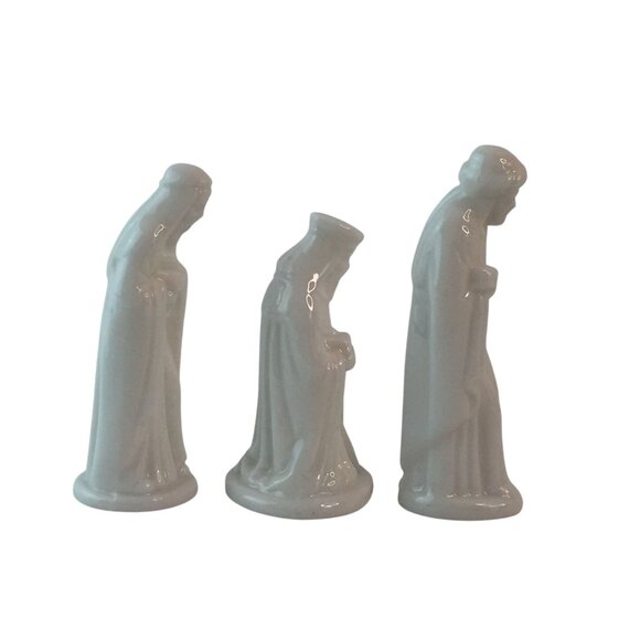 Vintage Ceramic Bisque 6 Piece Nativity Set Miniature 3”-4"  White Glazed Taiwan - Picture 5 of 16